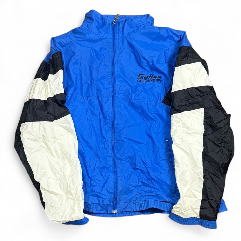 Holloway Galles Chevrolet Vintage Windbreaker Jacket Blue Black Mens Large L